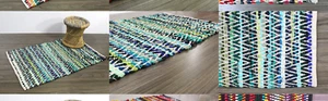 2x3 Foot Handloom Chindi Rag Rug, New 100% Recycled Cotton Woven Floor Mat - Picture 1 of 8