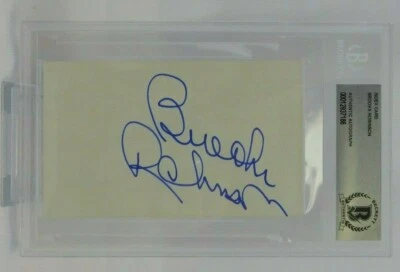 Brooks Robinson Signed 3x5 Index Card Beckett Encapsulated MLB Balt Orioles  - Image 1 of 2