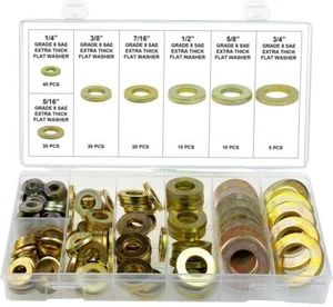 32850 - SAE Pattern Grade 8 Hardened Extra Thick Flat Washer Assortment Pack ... - Picture 1 of 2