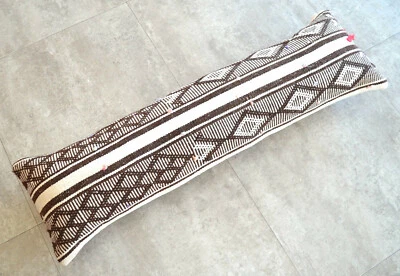 Wedding Pillow Decorative Cushion Kilim Rug wool Lumbar Pillow Cover 11" x 37" - Image 1 of 4