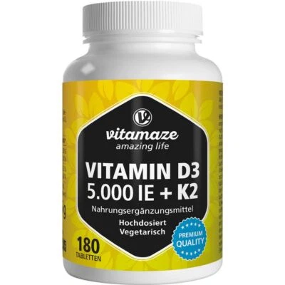 VITAMAZE GMBH VITAMIN D3 K2 5000 I.E./100 μg hochdosiert Tabl. 180 St PZN18662440