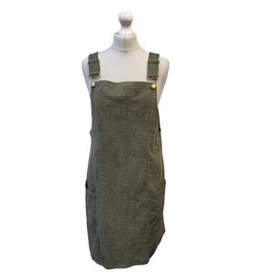 Vintage Green Waffle Check Pinafore Dungaree Dress Women's UK Size L 12 - Picture 1 of 5