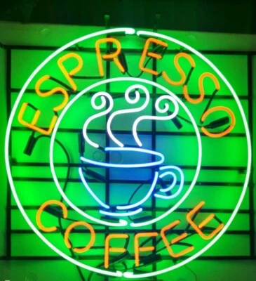 Espresso Coffee Open Hot Cafe 24"x24" Neon Light Sign Lamp Windows Wall Decor - Image 1 of 4