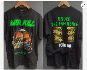 Camiseta Overkill Band Under The Influence Tour 88 básica negra reimpresión. - Imagen 1 de 1