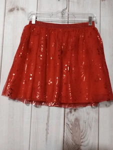 Cat and Jack Skirt Girls Extra Large Red Fireworks Stars Mesh Shimmer - Picture 1 of 6