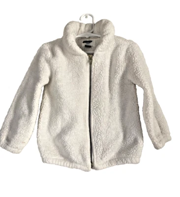 Old Navy Girls White Sherpa Ivory Jacket with Zipper Collar Warm -Size 4 toddler - Image 1 of 4
