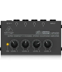 Behringer MICROAMP HA400 Ultra-Compact 4 Channel Stereo Headphone Silver - Picture 1 of 3