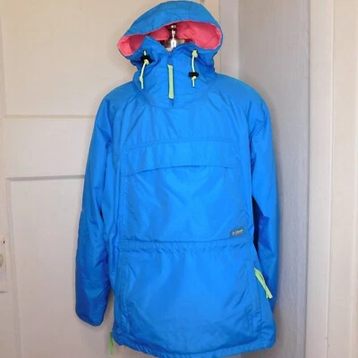 vtg Columbia 90s 80s Mens Sz L Blue Colorblock Neon 1/4 Zip Anorak Snowboard - Image 1 of 4
