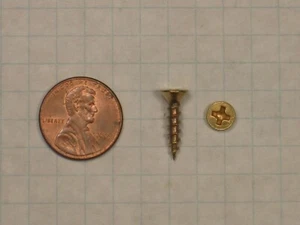 DEERWOOD WOOD SCREW #6 x 5/8" STEEL, FLAT HEAD, PHILLIPS DRIVE, BRASS-PLATED - Picture 1 of 1