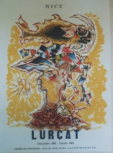 "LURÇAT : EXPO GALERIE DES PONCHETTES NICE 1962-63" Affiche originale entoilée - Picture 1 of 1