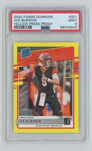 2020 Panini Donruss Yellow Press Proof Rated Rookie Joe Burrow RC PSA 9 - Picture 1 of 2