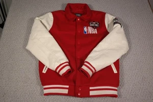 Chaqueta de baloncesto de la NBA para hombre pequeña roja blanca parche bordado con botones a presión universitarios - Imagen 1 de 7