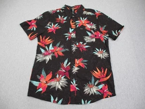Volcom Shirt Hawaii Mens Medium Black Floral Modern Button Front Hawaiian Casual - Picture 1 of 17