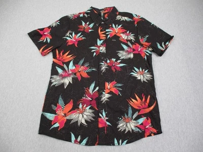 Volcom Shirt Hawaii Mens Medium Black Floral Modern Button Front Hawaiian Casual - Image 1 of 4