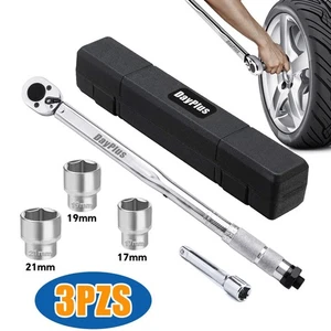 1/2 Inch Ratcheting Torque Wrench 28 - 210Nm With 17 19 21mm Drive Socket - Picture 1 of 8