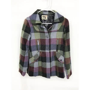 Volcom Wool Blend Plaid Peacoat Jacket  Size XS  DAMAGE - Picture 1 of 10