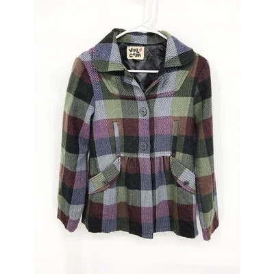 Volcom Wool Blend Plaid Peacoat Jacket  Size XS  DAMAGE - Image 1 of 4
