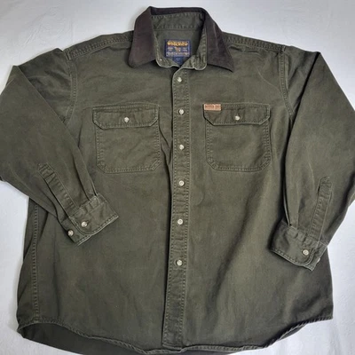 Vtg WOOLRICH Men's XL Cotton Twill Shirt Size XL Bark Green Outdoor Field Shirt - Image 1 of 4