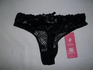 Romwe spider web skull bat print sheer lace rhong panties XS black nwt goth - Picture 1 of 2