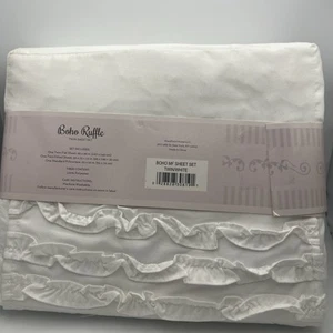 NUEVO Juego de Sábanas Westpoint Home Blanco con Volantes Doble BoHo Shabby Chic - Imagen 1 de 8
