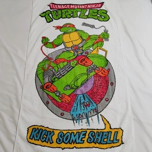 Teenage Mutant Ninja Turtles "Kick Some Shell" Beach Towel Vintage 1990s - Picture 1 of 6