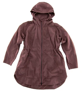Athleta Rosewood Pink Cinch Waist Hooded Windbreaker Trench Jacket Women XL - Picture 1 of 5