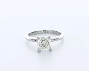 1.2 CT Lab-Created Diamond E/VS2 Square Radiant Platinum Classic Solitaire Ring - Picture 1 of 4