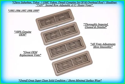 Комплект из 4 оригинальных желтовато-коричневых вентиляционных отверстий для крыши кондиционера 95–99 Suburban Tahoe Yukon Denali - Изображение 1 из 2