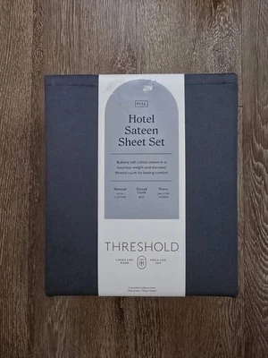 Juego de sábanas de colección de hotel de 800 hilos Baratta azul pizarra - umbral Foto 1 de 4