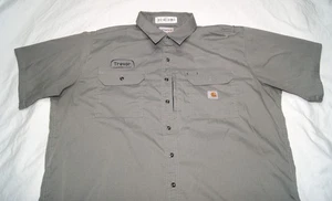 Carhartt Camisa de Trabajo Abotonada Hombre 3XL Gris Manga Corta Desgarro - Imagen 1 de 10