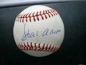 Hank Aaron & Al Downing Signed National League Baseball with Case & COA - Picture 1 of 4