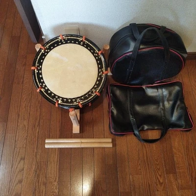 Japanese Vintage Taiko Wadaiko Nihon Drum with stick and bag - Image 1 of 4