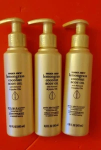 3 PACK TRADER JOE'S LEMONGRASS COCONUT BODY OIL WITH ALMOND & JOJOBA OIL - Picture 1 of 5
