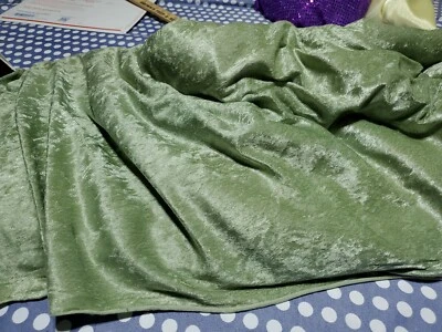 10 YARD LOT (CONTINUOUS) MINT GREEN CRUSHED VELVET PANNE VELOUR STRETCH FABRIC - Image 1 of 4