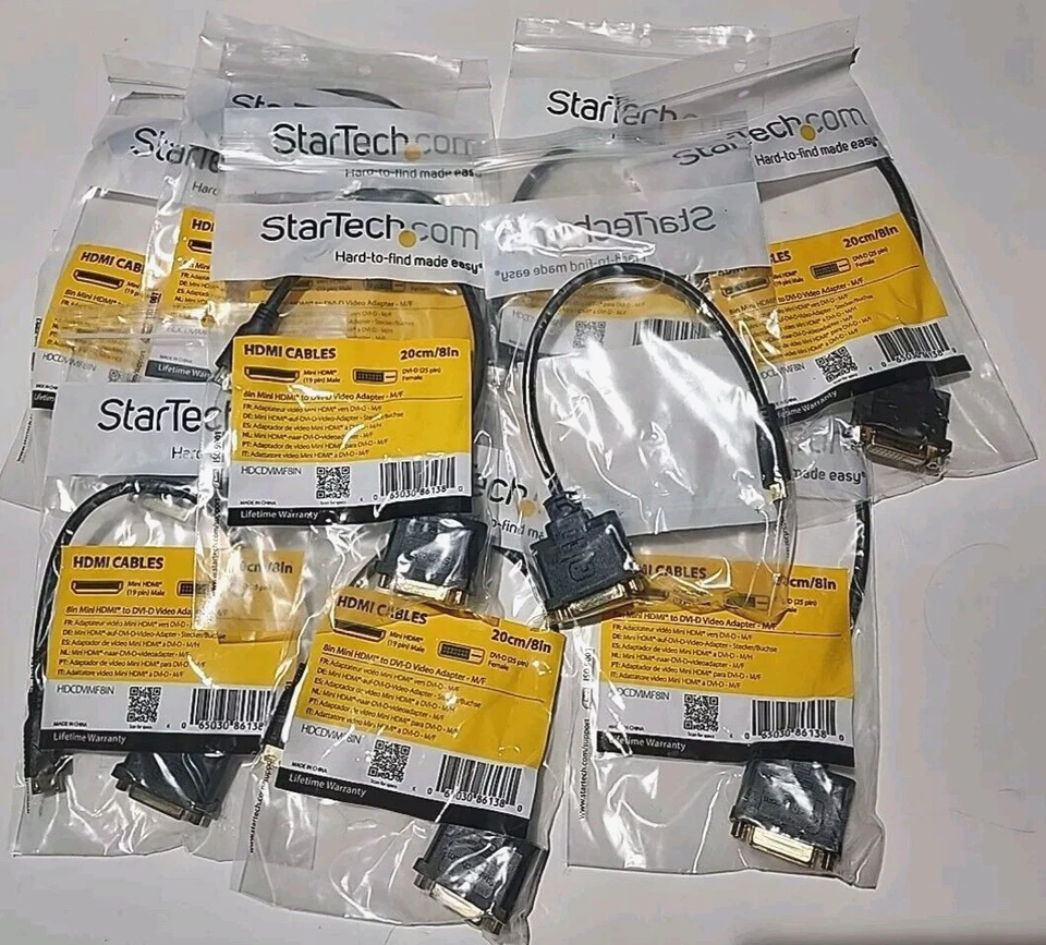 10x StarTech 8in Mini HDMI to DVI-D Video Adapter - M/F HDCDVIMF8IN (Pack Of 10) - Image 1 of 4