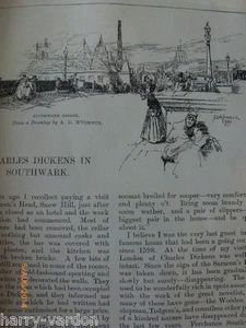 Charles Dickens in Southwark Rare Antique Victorian Illustrated Article 1888  - Picture 1 of 6