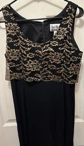 Vtg Sheri Martin New York Black and Gold Cocktail Dress 90s Size 6 - Picture 1 of 5