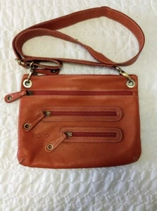 AVORIO Orange Soft Leather Crossbody Italian Purse Zippered Bag Free Ship - Picture 1 of 9