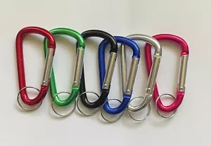 6 Pcs 3" Aluminum Carabiner D-Ring Key Chain Spring Snap Clip Hook Assorted colo - Picture 1 of 3