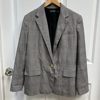 Blazer pata de gallo multicolor talla 12 Lauren Ralph Lauren para mujer Foto 1 de 4