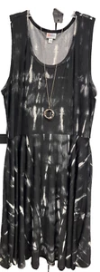 NWT LuLaRoe 2XL Black White Gray Tie Dye Nikki Sleeveless Dress & Pockets - Picture 1 of 8