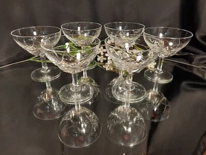 6 Val St. Lambert Cris-Cross Cut Luxury Crystal Champagne Coupes Glasses VAS8 - Picture 1 of 7