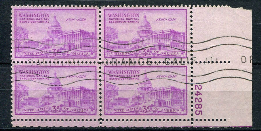 USA : Scott # 992 - Plate Block # 24285 - used - Image 1 of 1