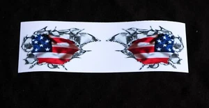 Calcomanías de gráficos personalizados American Flag Tearing Through Metal - Imagen 1 de 2