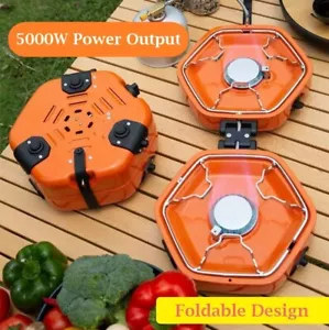 Outdoor Camping Portable Gas Stove With Two Foldable Adjustable Burners - Picture 1 of 9