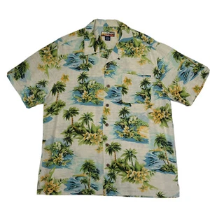 Havana Jacks Cafe Shirt Mens Floral 100% Silk Hawaiian Island Button Down Large - Picture 1 of 9