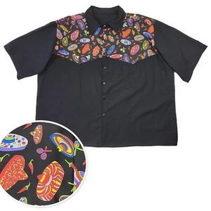 Camicia western sombrero nuova vintage con bottoni manica corta Rockabilly 6XL DIFETTO - Foto 1 di 8