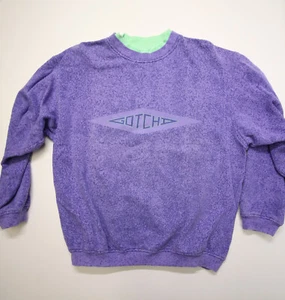 Vintage Gotcha Crewneck Sweatshirt Mens M fits Big 49" Chest Purple Green 80s - Picture 1 of 10