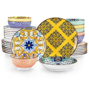 32 Piece Dinnerware Set 8 Person Dinner Service Ceramic Dinnerware Combo Service - Picture 1 of 19