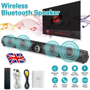 TV Soundbar Subwoofer Speaker Wireless Bluetooth 5.3 Sound Bar Home Theater UK - Picture 1 of 10
